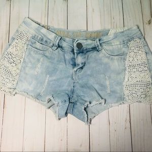 Lace Denim Shorts